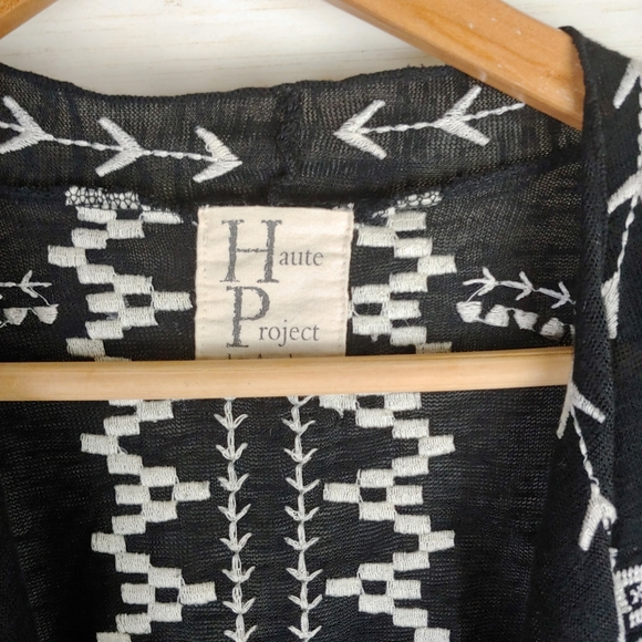 Haute Project Black Embroidered Open Cardigan - Picture 3 of 6